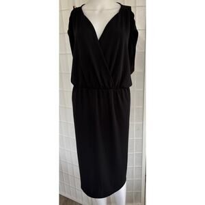 Talbots Classic Black Dress V Neck Midi Sleeveless Elastic Waist Women’s Size 3X